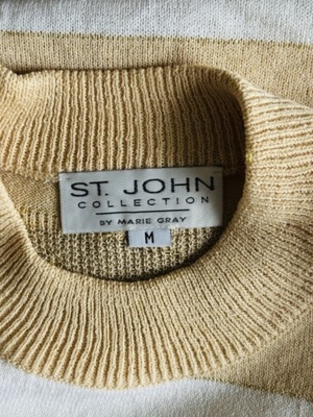 St John Collection Nautical Sweater Skirt Set Beige Ivory Gold Women’s M 12 NWT - Picture 7 of 9